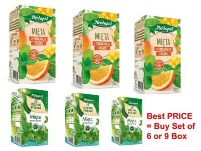 Minz-Kräutertee HERBAPOL Tee Minze -oder mit Orange und Mango ( 60-180  Beutel)