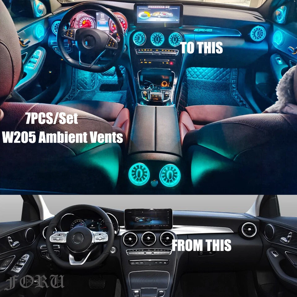 7PCS Air Vents W205 Ambient Light AC Vent For Mercedes Benz C-class 2015-2021 Foto 3 de 4