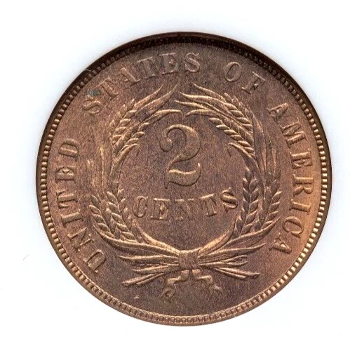 1866 2C COIN TWO CENT PIECE NGC MS65 RB GEM RED BROWN FREE PRIORITY SHIPPING - Image 4 of 4