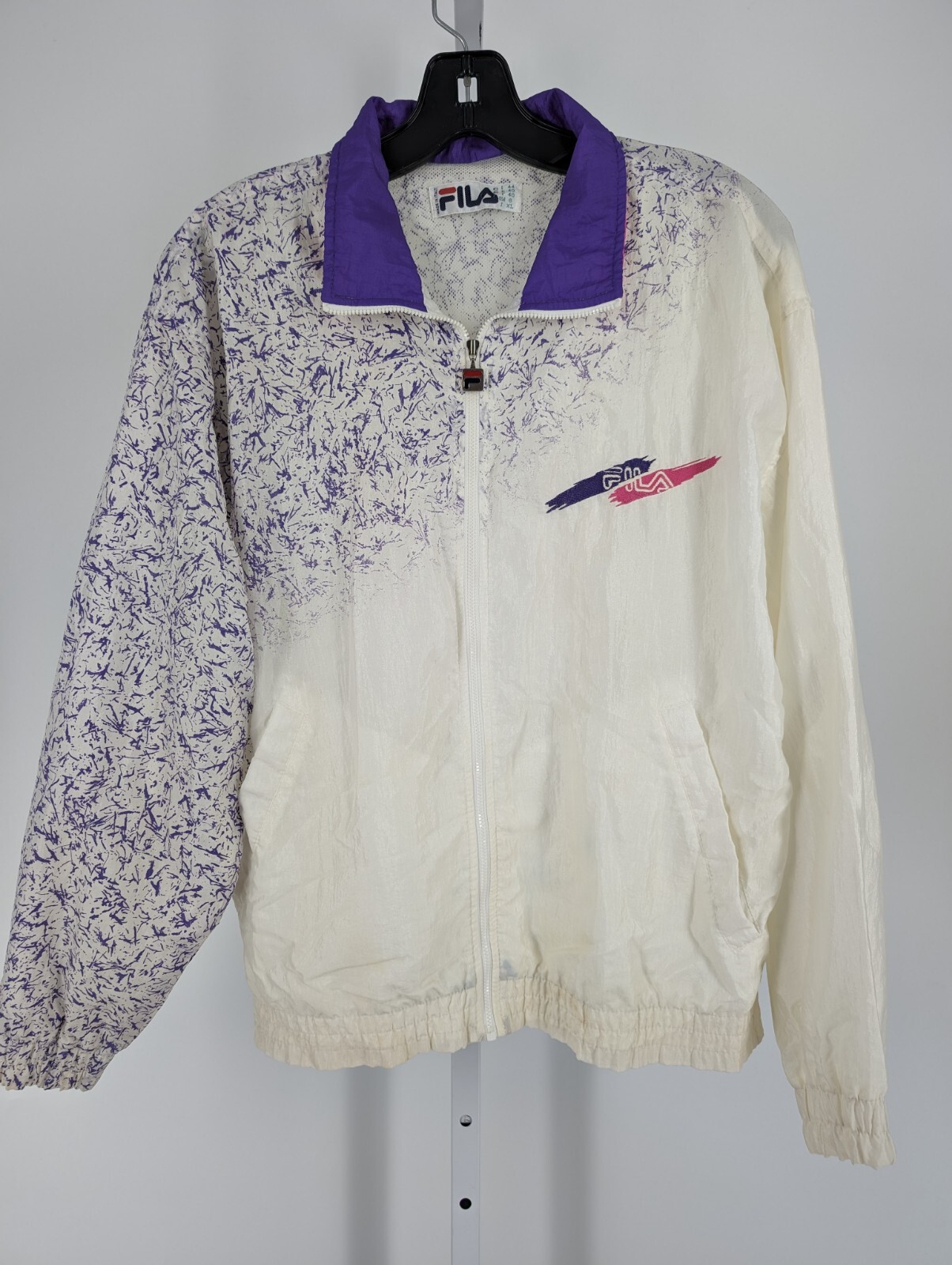 Frangivento Fila Vintage anni '80 '90 Aerobica New Wave Art Rosa Caldo XL Italia