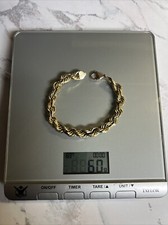 10K Yellow Gold 10mm Solid Diamond Cut Rope Link Bracelet Lobster Clasp 9 Inch