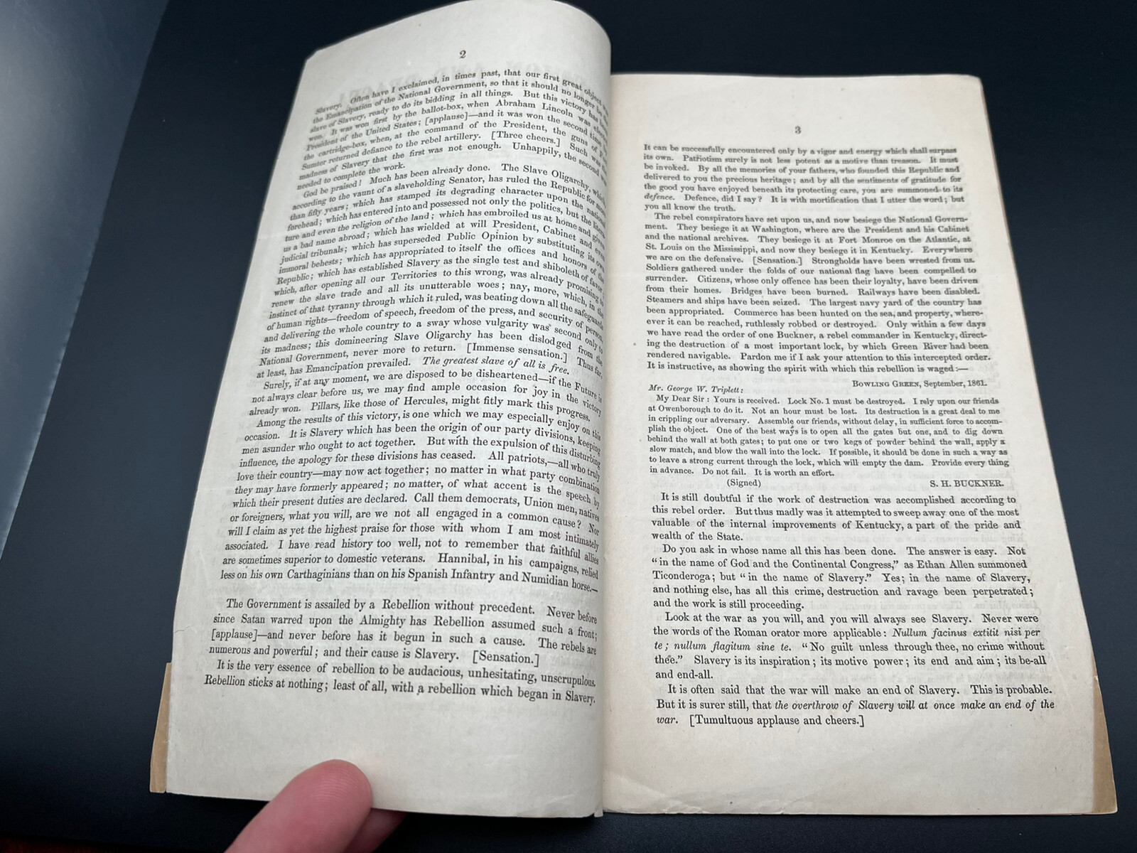 HON CHARLES SUMNER / UNION AND PEACE HOW THEY SHALL BE RESTORED SPEECH - L720