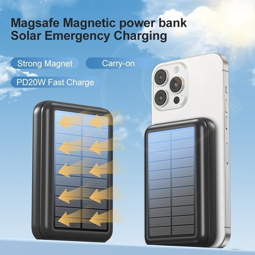 Magnetic Wireless Solar Power Bank 20000mAh Fast Charging Portable Charger - Picture 5 of 8