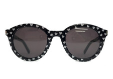 Saint Laurent Sunglasses SL105 005 Black w Silver Hearts Frames with Gray Lenses