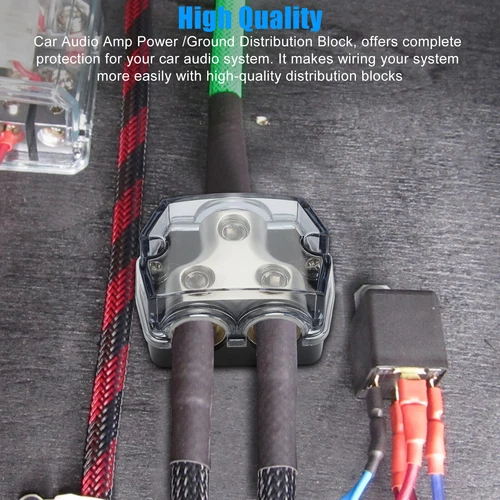 2-Way Distribution Block 0 Gauge In & Out Car Audio Amp Power Ground Distributor - Picture 4 of 10