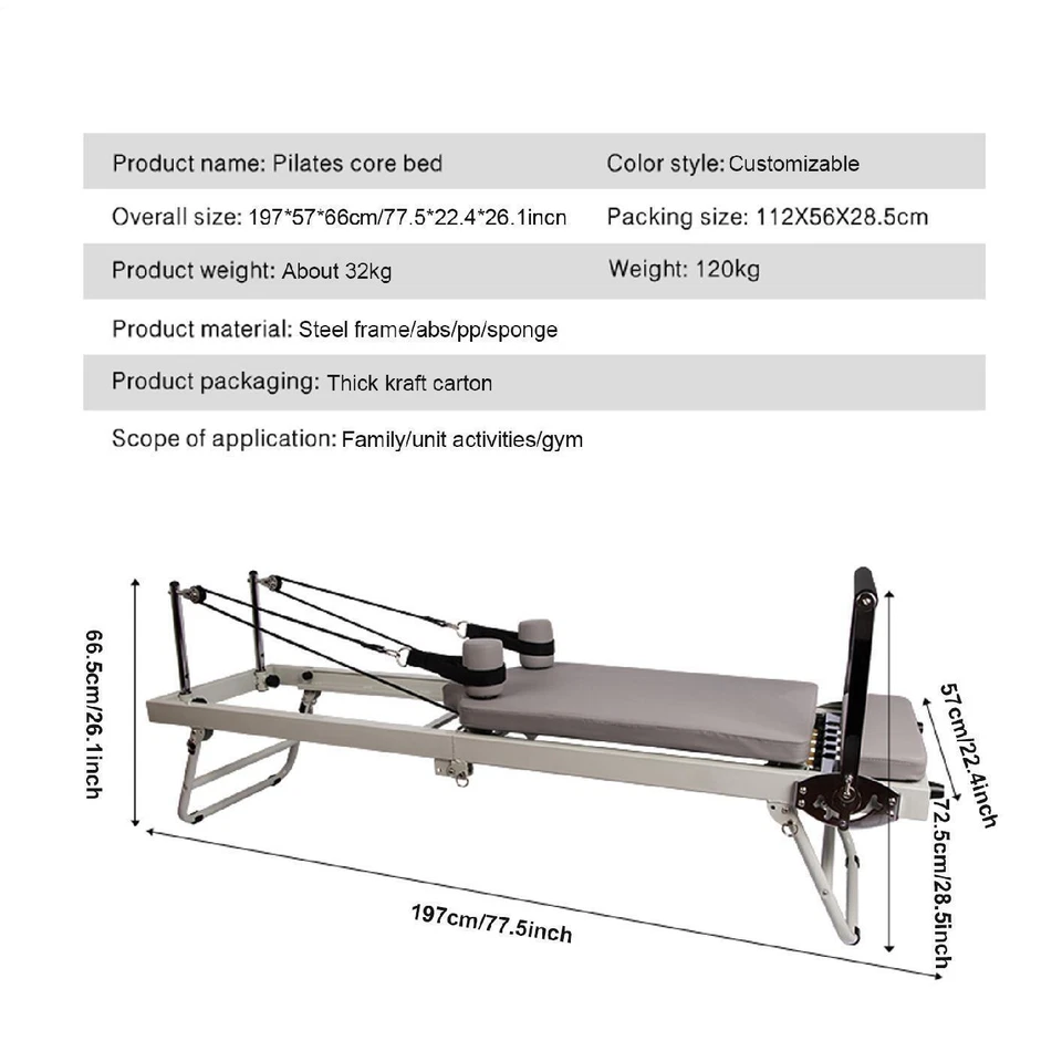 Plegable Pilates Reformer Hogar Pilates Equipo Estudio Gimnasio Entrenamiento Máquina Foto 3 de 4