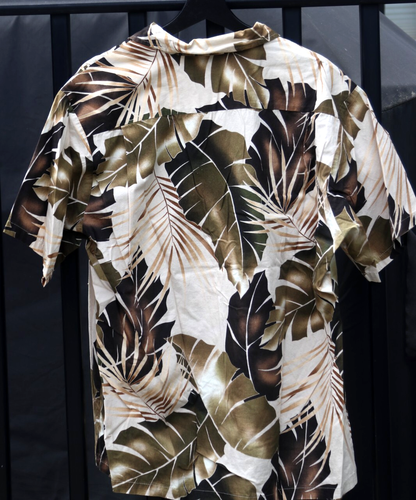Vintage Hawaiian Shirt Local Motion XL Made in Hawaii Floral Brown Beige - Picture 2 of 6