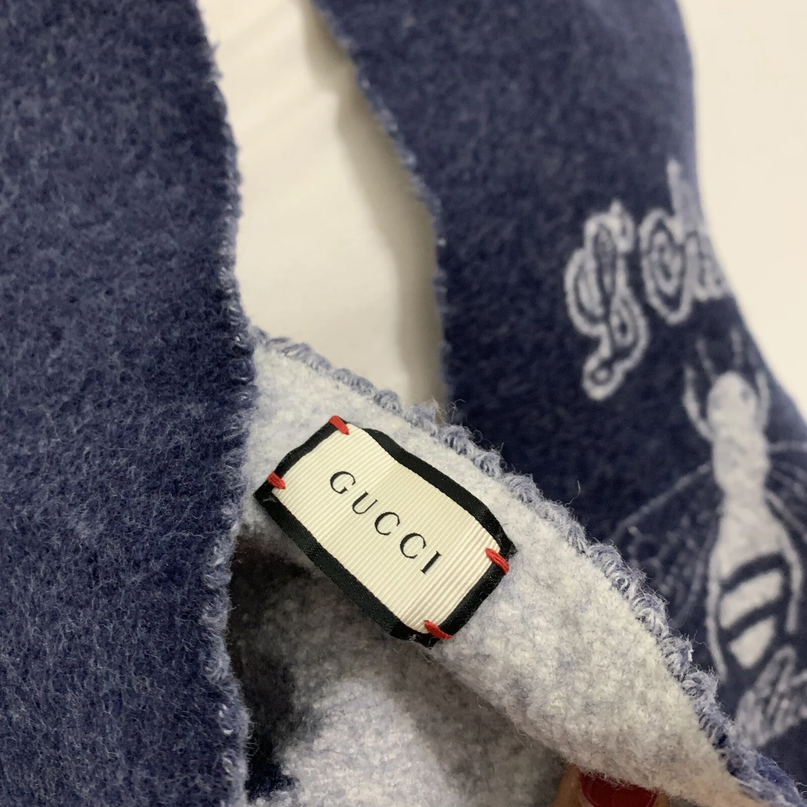 Gucci L'Aveugle PAR AMOUR Foulard laine 52x6 avec logo abeille et étoile Made In Italy #A1