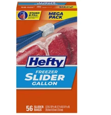 Hefty Slider Freezer Storage Bags, Gallon Size, 56 Count