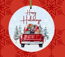 Cow Hippy Hound Studios Happy Holidays Ornament