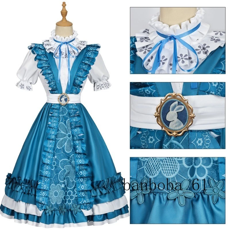 Identity V Alice Derose Cosplay Vestido Azul Disfraz Conjunto Completo Ropa Poliéster Foto 3 de 4