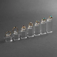 7pcs Different Height Clear Finger Ring Display Stand Showcase Jewelry Holder