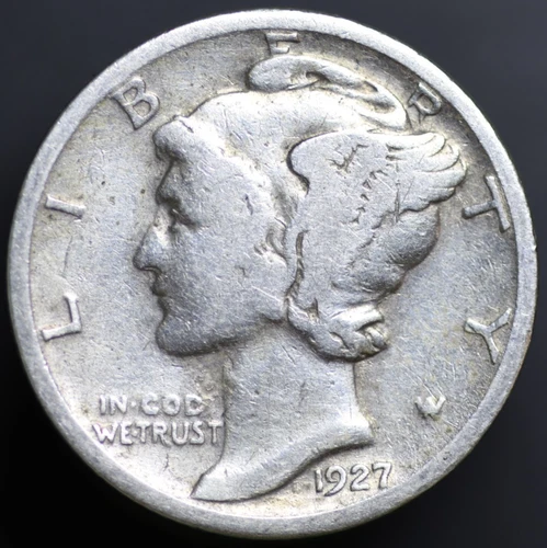 1927-S 10C Mercury Dime SEMI-KEY DATE! VG (#8238)