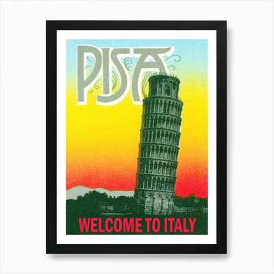 Leaning Tower Of Pizza, Italy Art P Framed Wall Art Poster Canvas Print Picture
