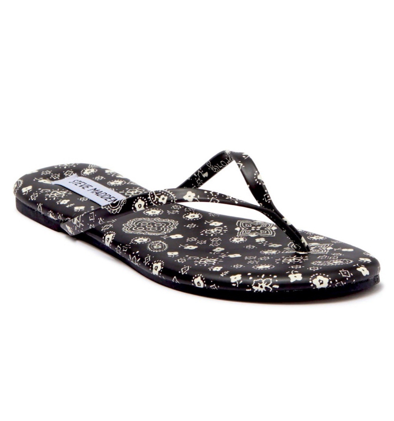 Steve Madden Black and White Bandana Print Tay Flip Flops - Size 6 New with tags