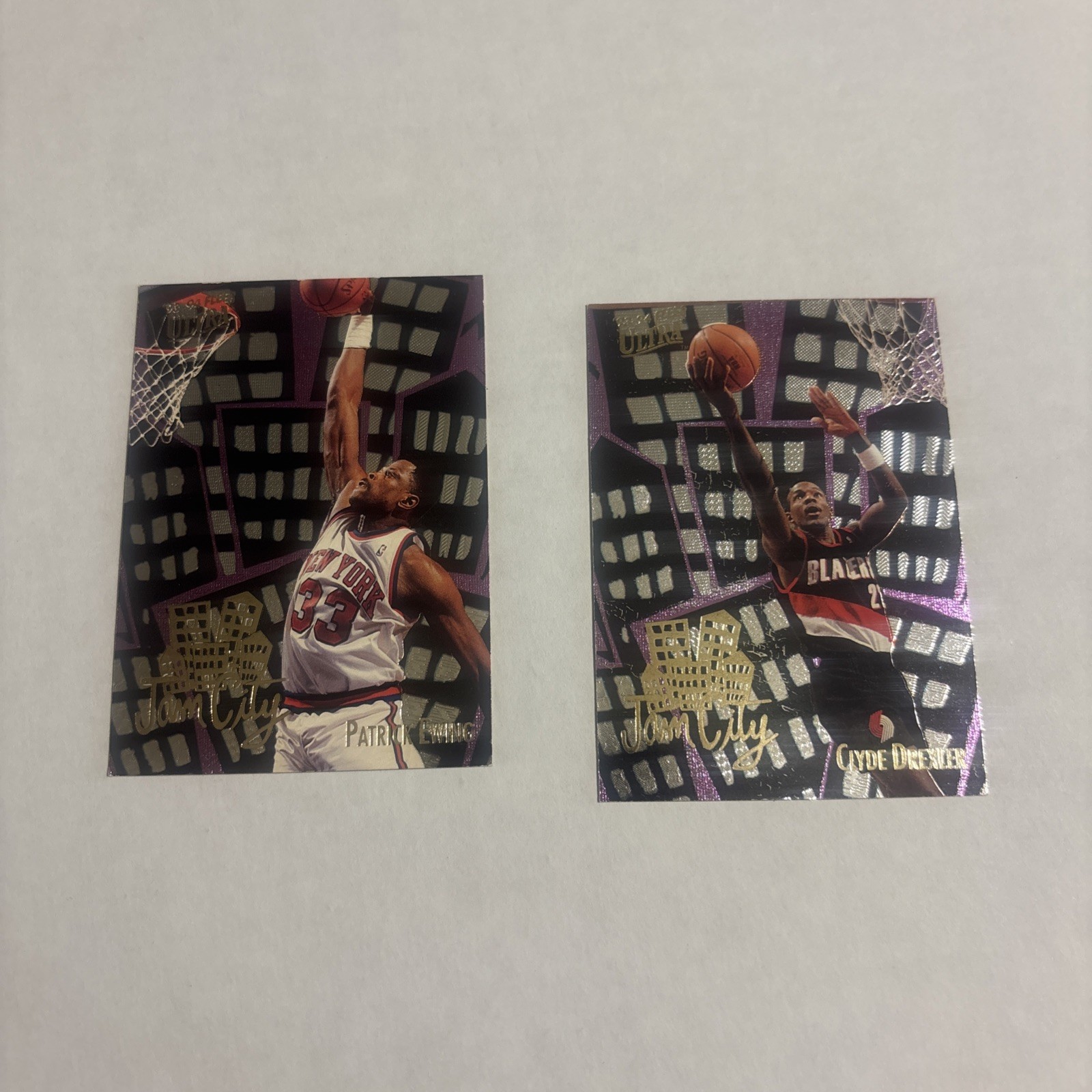 1993-94 Fleer Ultra - Jam City Patrick Ewing #4 and Clyde Drexler #3