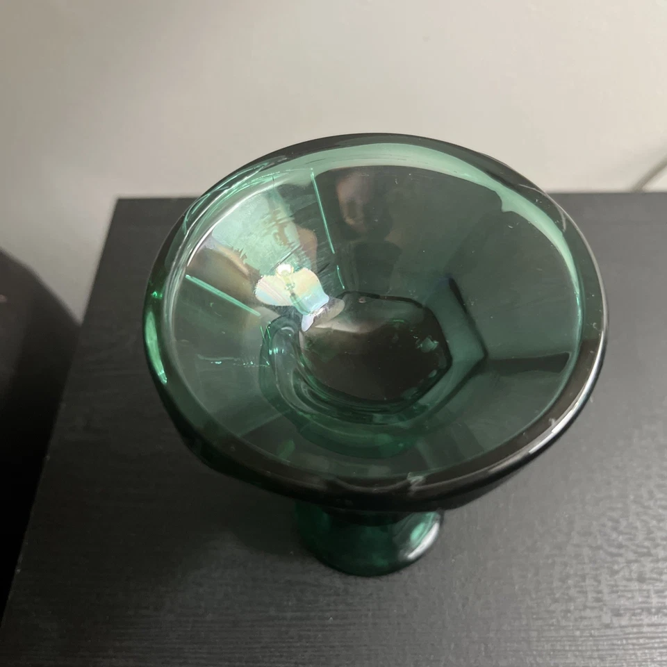 Green Glass Taper Candle Holders 4 inch Excellent Condition. - Image 3 of 4