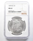 1878-CC Morgan Silver Dollar MS62 NGC *3469