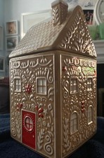 M & S Christmas Holiday Gingerbread House Cookie Jar Biscuit Storage unused