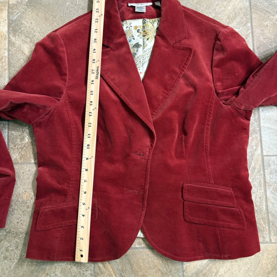 Blazer Nine West Pana Floral Forrado Ajustado Chaqueta Roja Talla 14 Foto 3 de 4