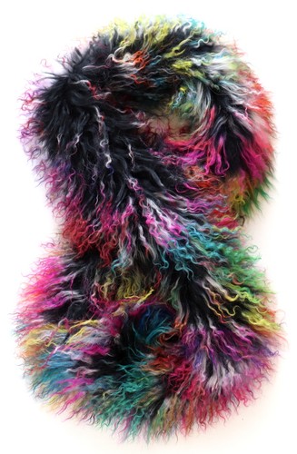 Pelz Schal XL Tibetlamm 2in1 Loop Boa Fell Stola Lammfell Mantel Besatz Bunt - Bild 8 von 9