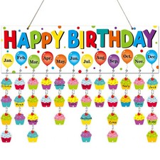 Colorful Birthday Reminder Calendar Wall Hanging Decor16x5in Cake DIY Birthda...