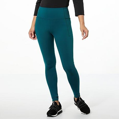 Joy Mangano Performance Ultra Smooth Luxe wPerfect Pockets Leggings Deep Jade L