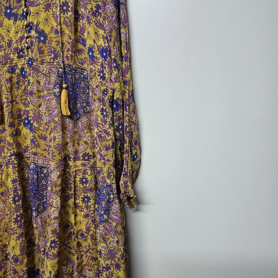 Maxi Vestido Anthropologie The Marais Estampado Gasa Floral Talla L  Foto 4 de 4