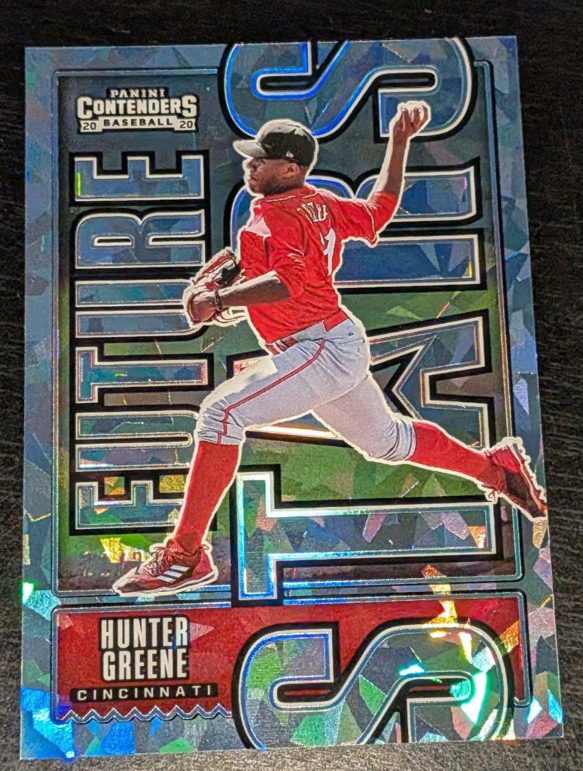 Hunter Greene Cin REDS 2020 Panini Contenders Future Stars Cracked Ice #'ed /23