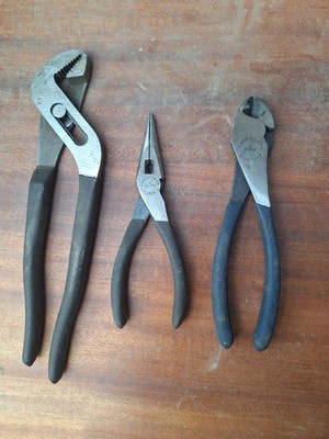 3pc Craftsman Pliers Set. 45381 Plumbing, 45102 Needle Nose, 45295 Diagonal. USA