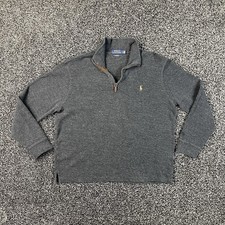 Polo Ralph Lauren Estate Rib Sweater Mens Large 1/4 Zip Pullover Pony Logo Grey