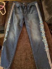 DG2 By Diane Gilman Women's Jeans Classic Stretch Embroidered, Indigo, 12