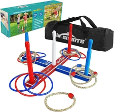 Premium Wooden Ring Toss Game Set -  Throwing Game Indoor Outdoor Games for Kids