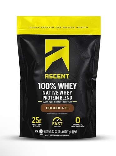 Ascent Whey Protein Powder - 100% Whey Isolate, Chocolate Peanut Butter 2 lb