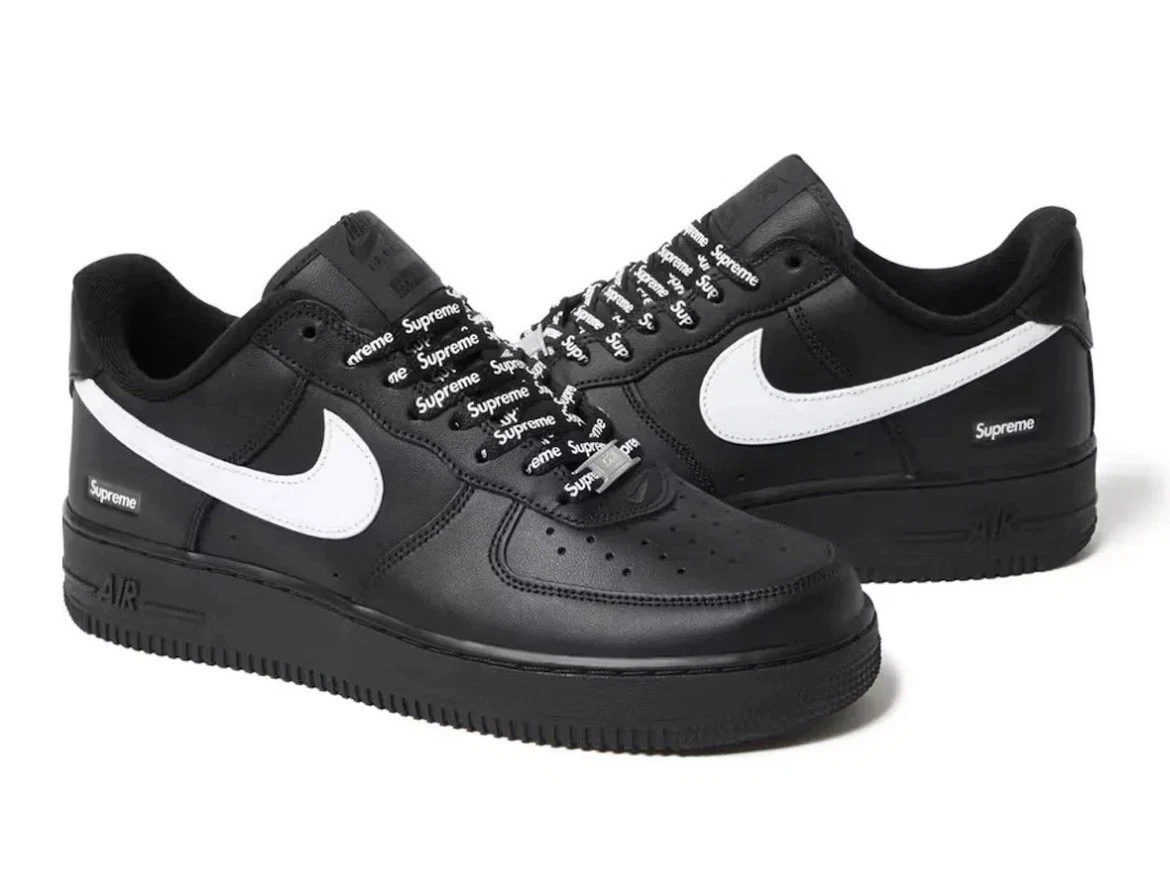 靴/バッグ supreme AF1 27cm Supreme x Nike Air Force 1 Low Box Logo - Black White for Sale