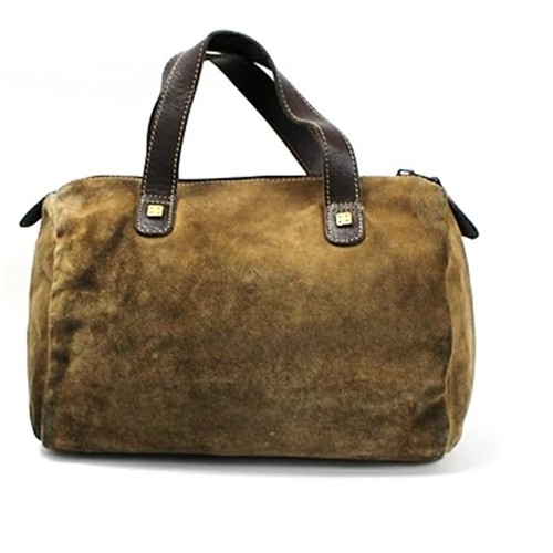 Authentic Loewe Anagram Amazona 28 Handbag Boston Bag Suede Leather Gold - Picture 3 of 12