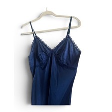Vintage Lingerie deep blue Large 38 under garment dress slip Teddy nightgown