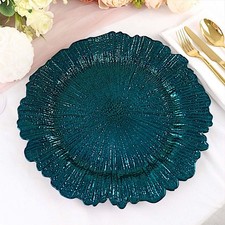 6 TEAL 13" Round Textured Charger Plates Wedding Dinner Decorations Home