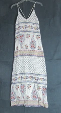 Old Navy Dress Womens Medium White Floral Spaghetti Cottagecore Boho Country