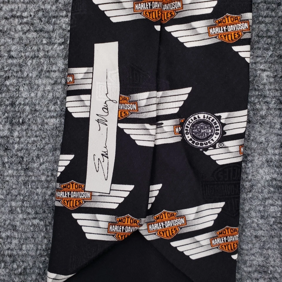 Corbata de cuello Harley Davidson para hombre negra cromada logotipo seda motocicleta EE. UU. Foto 4 de 4