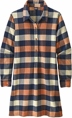 Patagonia Women s Fjord Plaid Flannel Organic Cotton Shirt Dress Pockets Size M