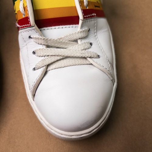 Valentino Garavani Rainbow Men's Size 37.5 7 Rockstud Sneakers Peace Love White - Picture 5 of 21