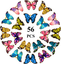 56 Pieces Butterfly Charms for Jewelry Making Colorful Butterfly Pendants Kawaii