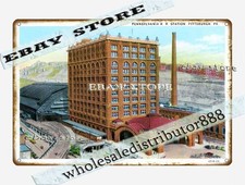 1920s Pennsylvania Railroad Station Pittsburgh Pennsylvania Tin Sign wall decor