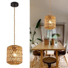 Vintage Boho Hängelampe Rattan Pendelleuchte Hängeleuchte Lampenschirm Café Flur
