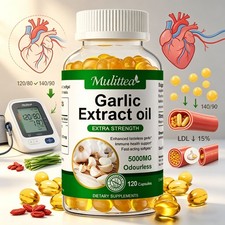 Garlic Oil 5000mg Odorless 120 Softgels - Heart Cardiovascular Cholesterol