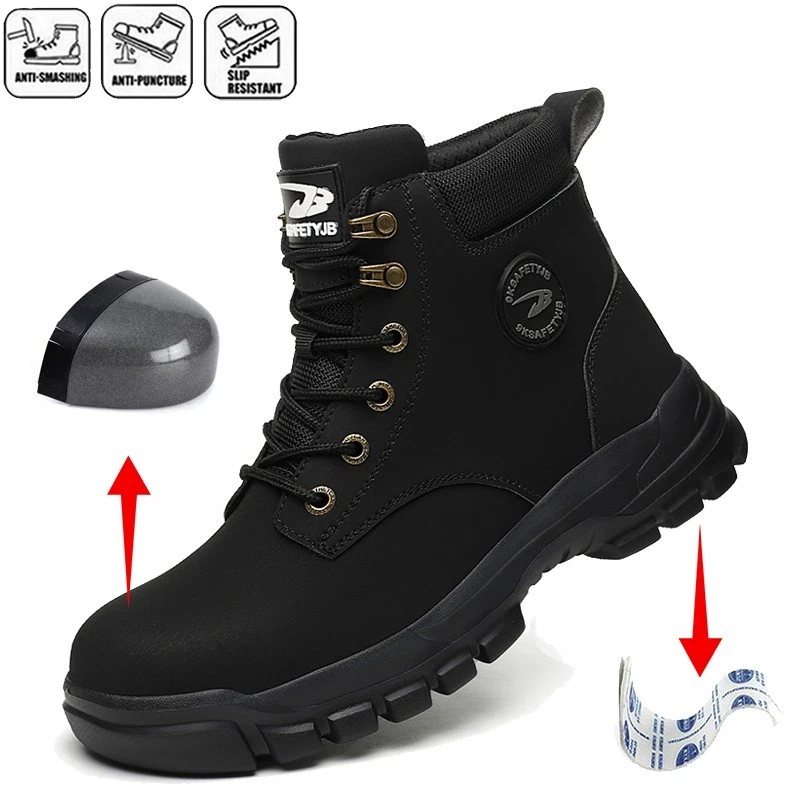Waterproof Safety Boots Men Indestructible Steel Toe Work Boots wear resistant