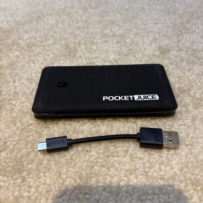 Endurance Pocket Juice Black Power Bank Portable Battery 6000 mAh USB Cable