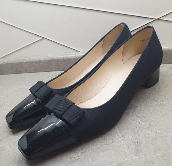Women Peter Kaiser Heels Black Leather 39.5 #CA2B