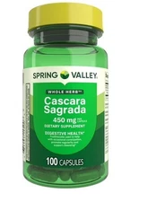 Spring Valley Whole Herb Cascara Sagrada Digestive Health Capsules 450 Mg 100 Ct